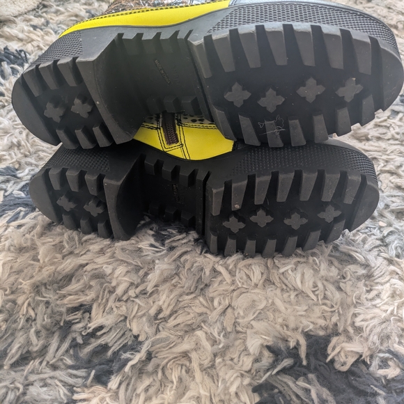 Bamboo Leopard Snake Print Chunky Combat Boots with Neon Accents - Picture 5 of 6